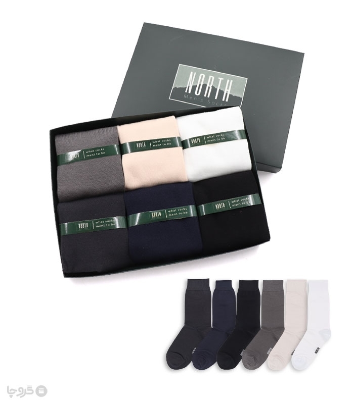 خرید عمده پک جوراب ساقدار مردانه North نورث کد 307 - 2 جعبه 6 عددی