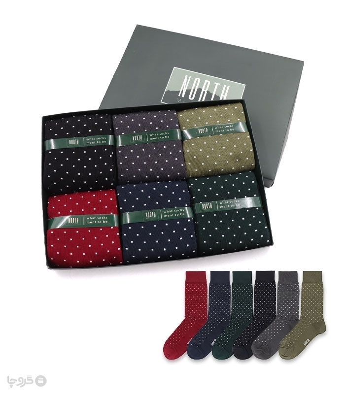 خرید عمده پک جوراب ساقدار مردانه North نورث کد 311 - 2 جعبه 6 عددی