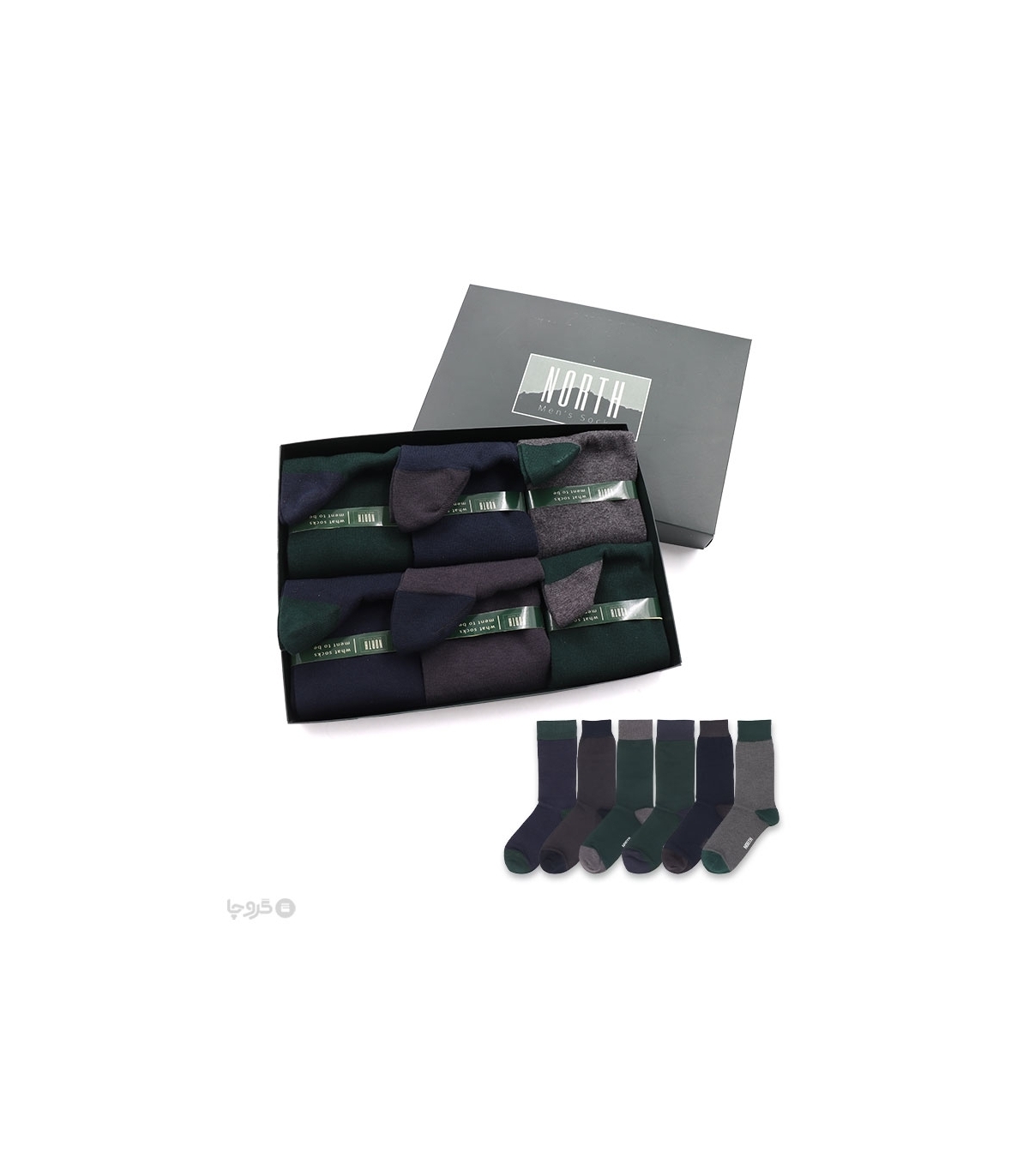 خرید عمده پک جوراب ساقدار مردانه North نورث کد 309 - 2 جعبه 6 عددی