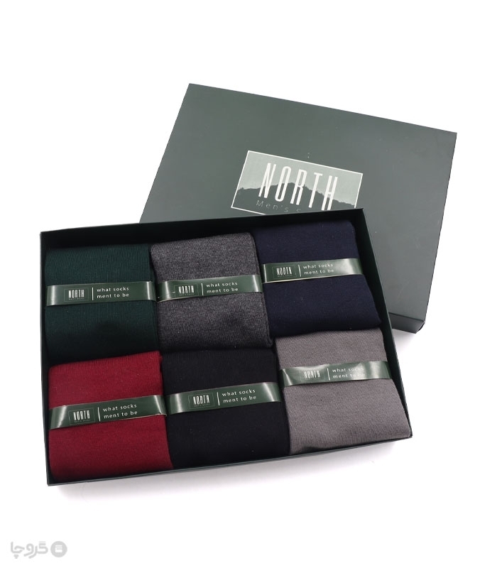 خرید عمده پک جوراب ساقدار مردانه North نورث کد 306 - 2 جعبه 6 عددی