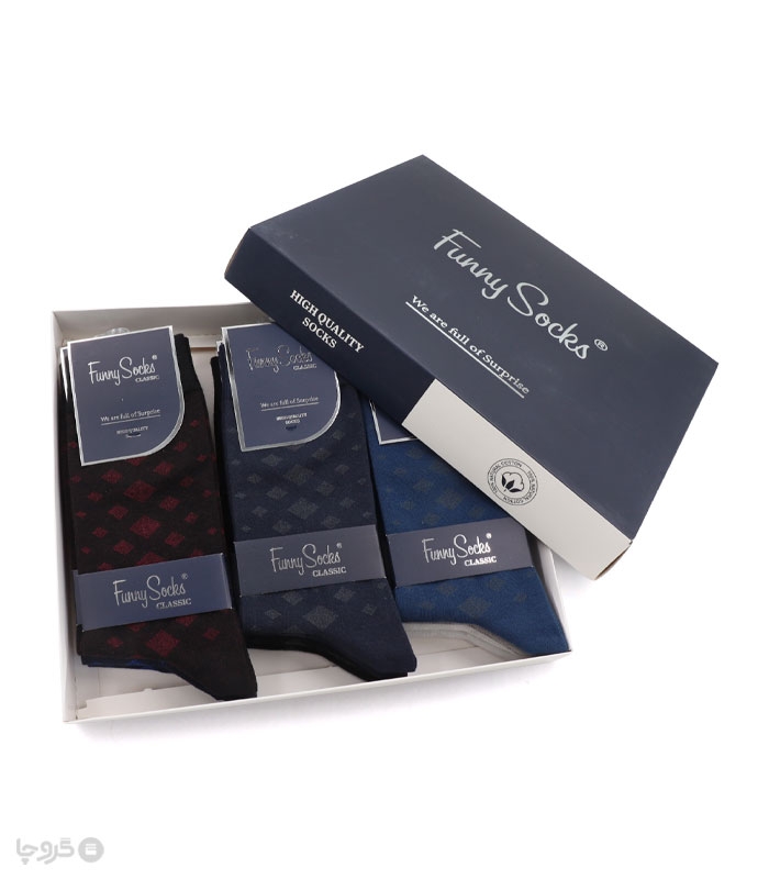 خرید عمده پک جوراب ساقدار مردانه Funny Socks فانی ساکس کد 65137 - جعبه 12 عددی