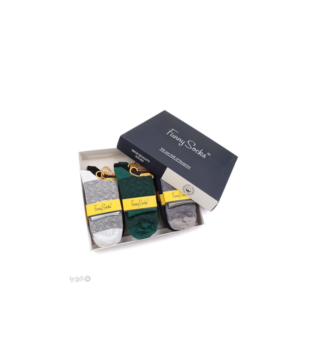 خرید عمده پک جوراب نیم ساق مردانه Funny Socks فانی ساکس کد 75108 - جعبه 12 عددی