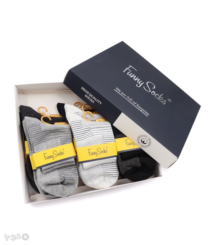 خرید عمده پک جوراب نیم ساق مردانه Funny Socks فانی ساکس کد 75119 - جعبه 12 عددی