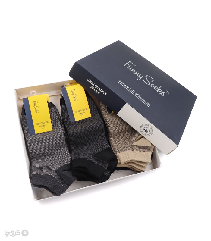 خرید عمده پک جوراب مچی مردانه Funny Socks فانی ساکس کد 85111 - جعبه 12 عددی