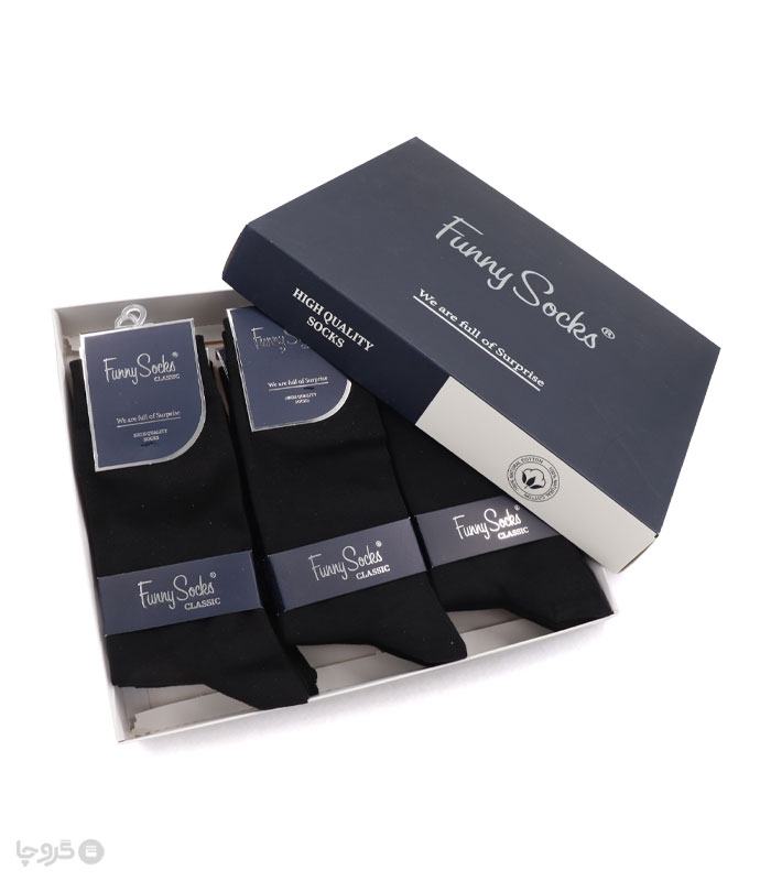 خرید عمده پک جوراب ساقدار مردانه Funny Socks فانی ساکس کد 65100 - جعبه 12 عددی