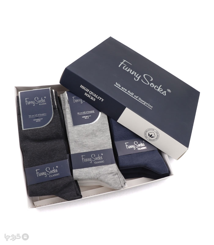 خرید عمده پک جوراب ساقدار مردانه Funny Socks فانی ساکس کد 65102 - جعبه 12 عددی