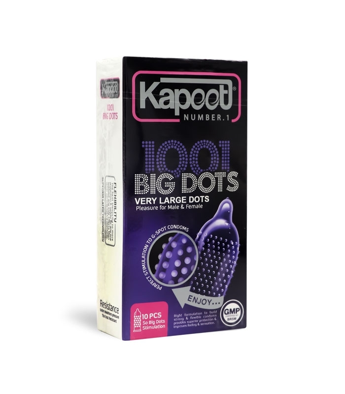 خرید عمده پک کاندوم خاردار تحریک کننده کاپوت Kapoot مدل 1001 Big Dots - بسته 12 عددی