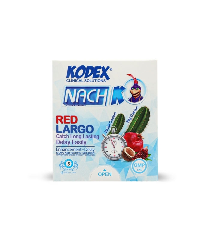 خرید عمده پک کاندوم بزرگ کننده تاخیری ناچ کدکس Nach Kodex مدل Red Largo - بسته 12 عددی