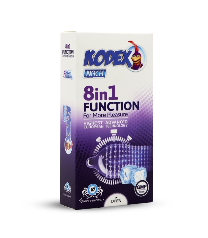 خرید عمده پک کاندوم خاردار تحریک کننده تاخیری مدل 8 IN 1 Function ناچ کدکس- 12 بسته 10 عددی