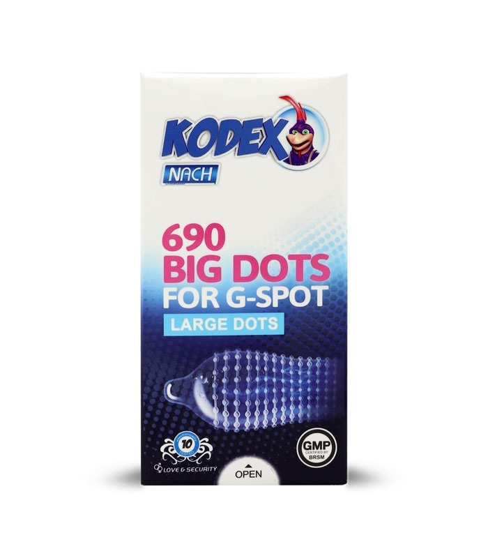 خرید عمده پک کاندوم خاردار تحریک کننده ناچ کدکس Nach Kodex مدل 690 Big Dots - بسته 12 عددی