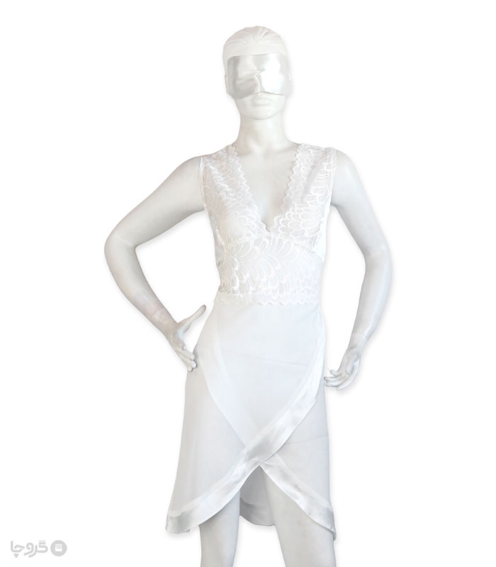 پک ست پیراهن و چشم بند ساتن و گیپور اما کد 2840 - بسته 3 عددی