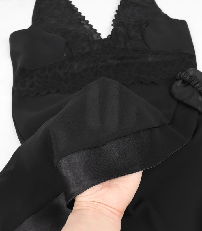 پک ست پیراهن و چشم بند ساتن و گیپور اما کد 2840 - بسته 3 عددی