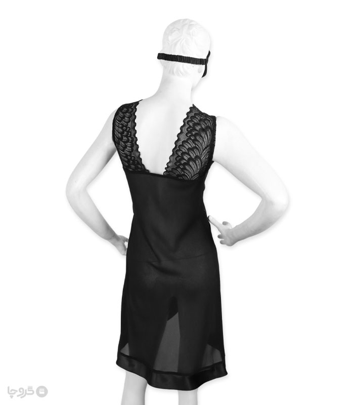 پک ست پیراهن و چشم بند ساتن و گیپور اما کد 2840 - بسته 3 عددی