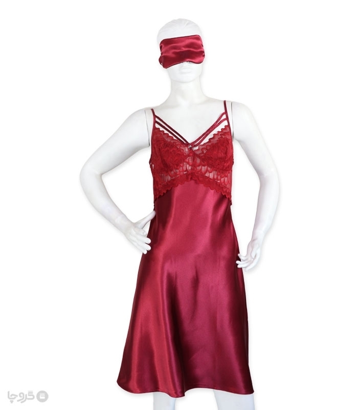 پک ست پیراهن و چشم بند ساتن و گیپور اما کد 3525 - بسته 3 عددی