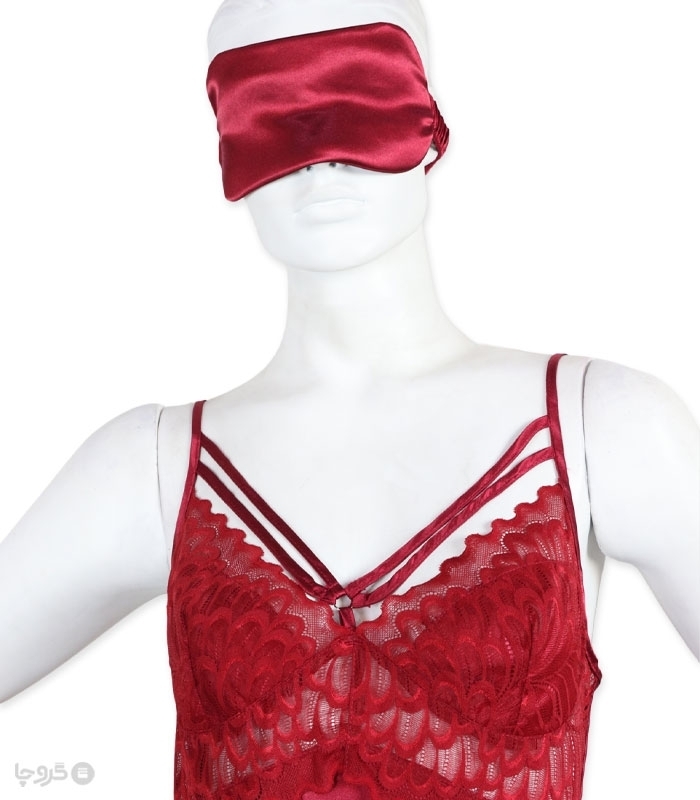 پک ست پیراهن و چشم بند ساتن و گیپور اما کد 3525 - بسته 3 عددی