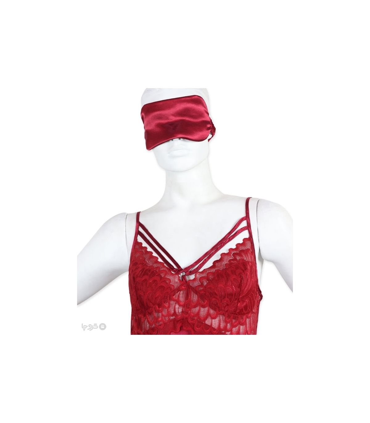 پک ست پیراهن و چشم بند ساتن و گیپور اما کد 3525 - بسته 3 عددی