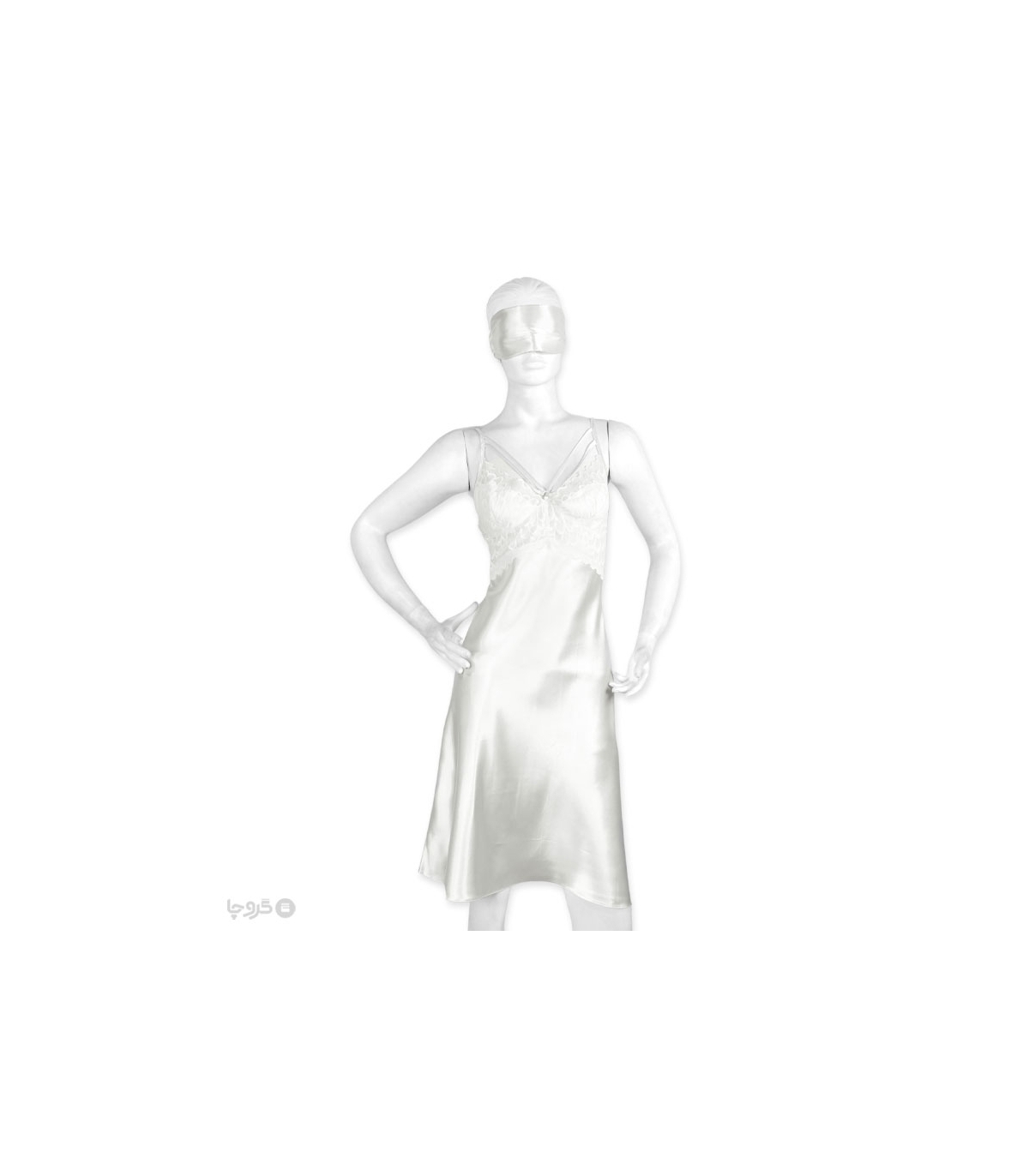 پک ست پیراهن و چشم بند ساتن و گیپور اما کد 3525 - بسته 3 عددی