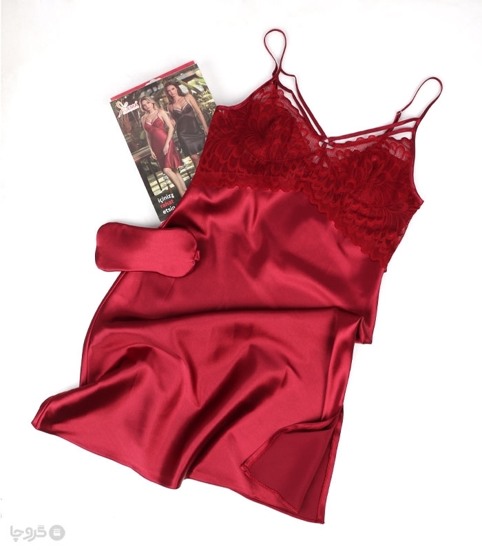 پک ست پیراهن و چشم بند ساتن و گیپور اما کد 3525 - بسته 3 عددی