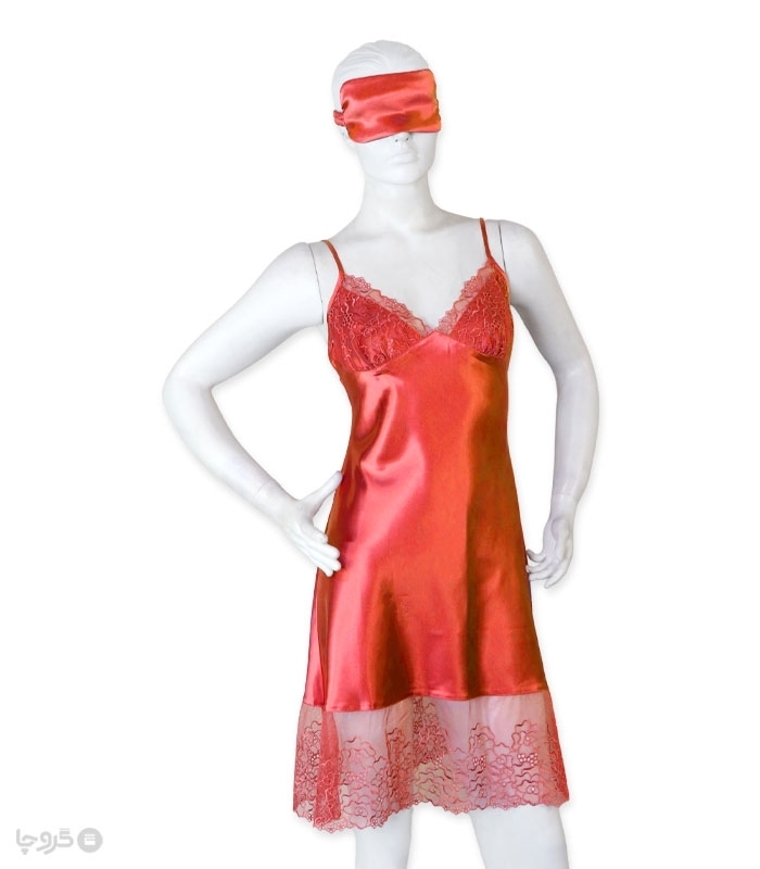 پک ست پیراهن و چشم بند ساتن و گیپور اما کد 2881 - بسته 4 عددی