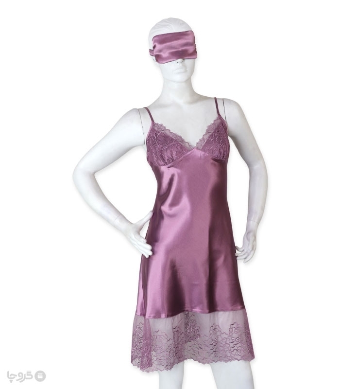 پک ست پیراهن و چشم بند ساتن و گیپور اما کد 2881 - بسته 4 عددی