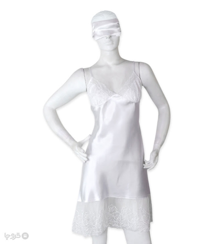 خرید عمده پک ست پیراهن و چشم بند ساتن و گیپور Ema اما کد 2881 - بسته 4 عددی