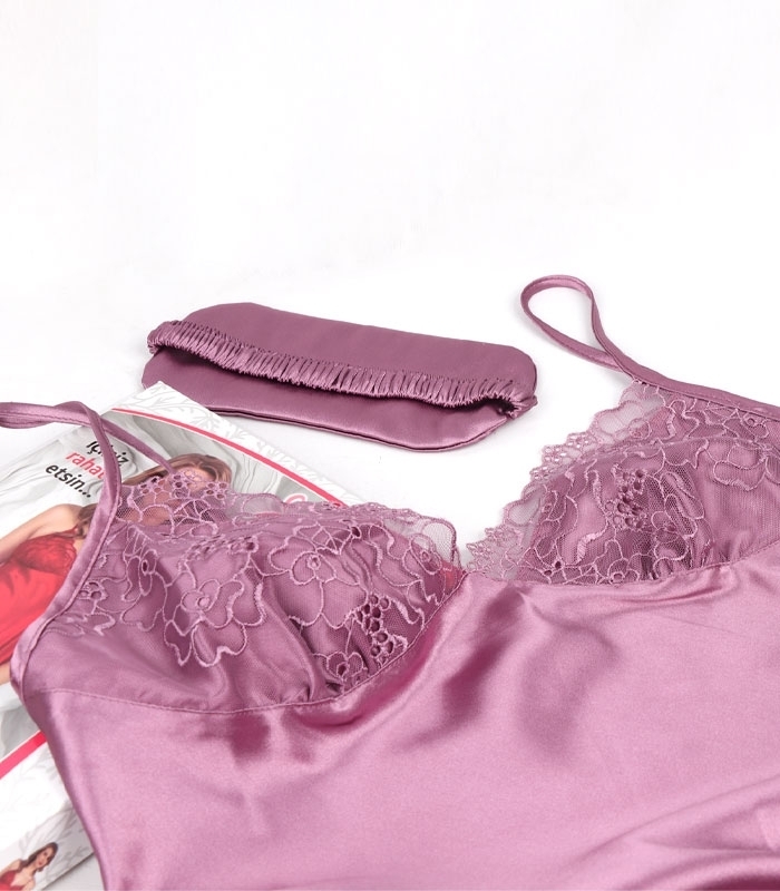 پک ست پیراهن و چشم بند ساتن و گیپور اما کد 2881 - بسته 4 عددی