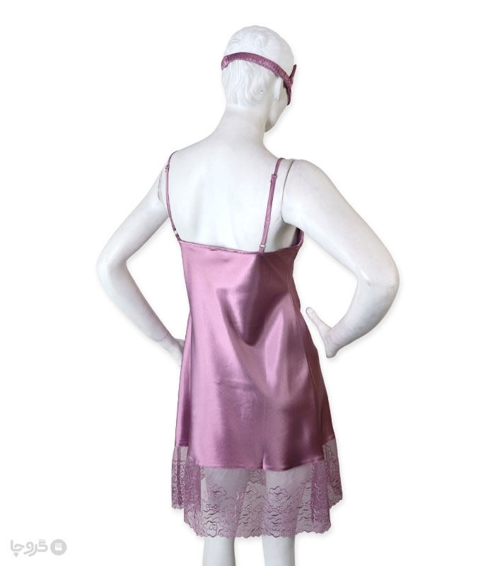 پک ست پیراهن و چشم بند ساتن و گیپور اما کد 2881 - بسته 4 عددی