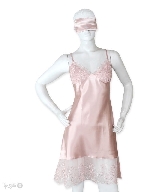 پک ست پیراهن و چشم بند ساتن و گیپور اما کد 2881 - بسته 4 عددی