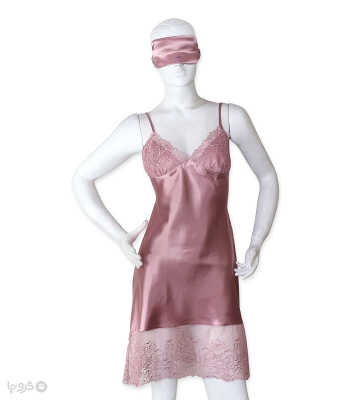 پک ست پیراهن و چشم بند ساتن و گیپور اما کد 2881 - بسته 4 عددی