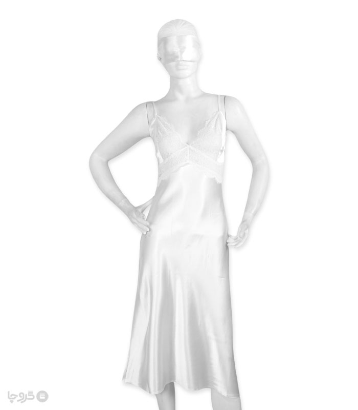 پک ست پیراهن و چشم بند ساتن و گیپور اما کد 2818 - بسته 4 عددی