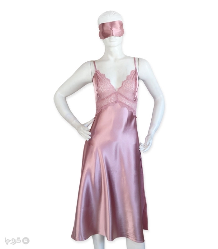 پک ست پیراهن و چشم بند ساتن و گیپور اما کد 2818 - بسته 4 عددی