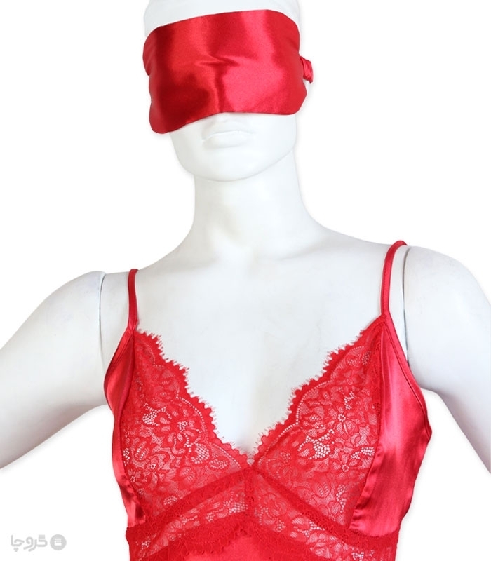 پک ست پیراهن و چشم بند ساتن و گیپور اما کد 2818 - بسته 4 عددی