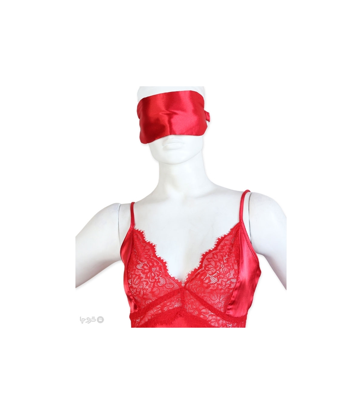 پک ست پیراهن و چشم بند ساتن و گیپور اما کد 2818 - بسته 4 عددی