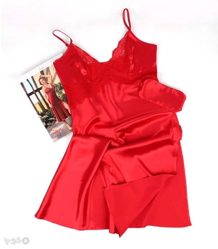 پک ست پیراهن و چشم بند ساتن و گیپور اما کد 2818 - بسته 4 عددی