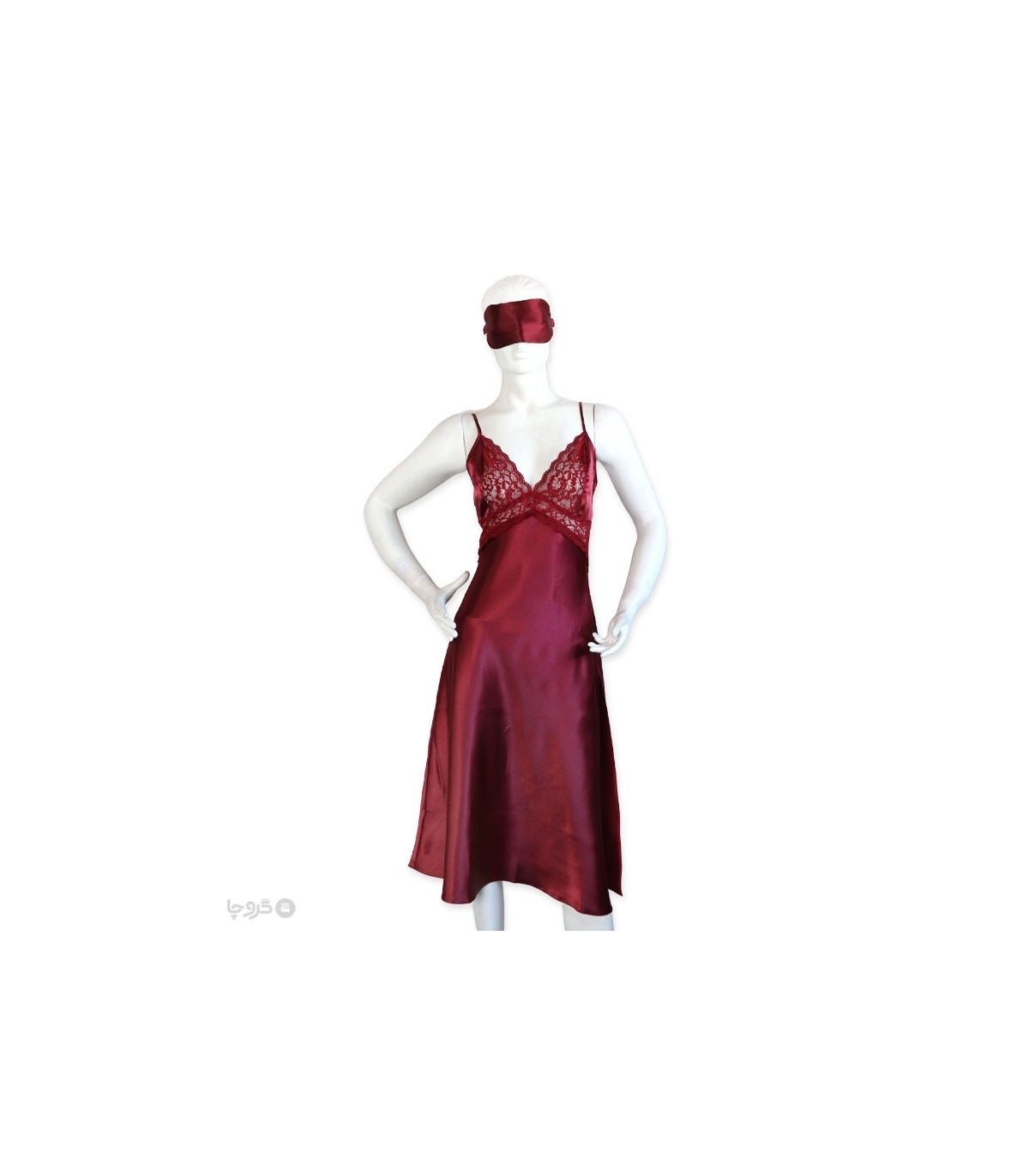 پک ست پیراهن و چشم بند ساتن و گیپور اما کد 2818 - بسته 4 عددی