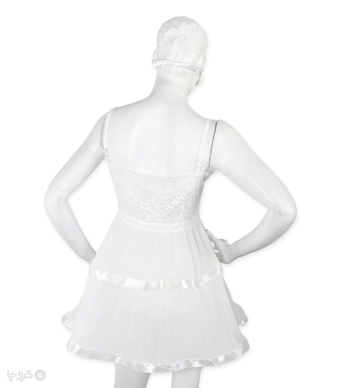 پک ست پیراهن و شورت و چشم بند ساتن و گیپور اما کد 3574 - بسته 2 عددی