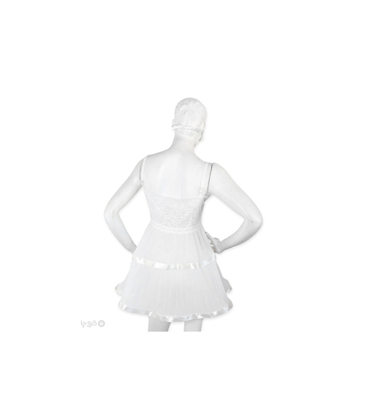 پک ست پیراهن و شورت و چشم بند ساتن و گیپور اما کد 3574 - بسته 2 عددی