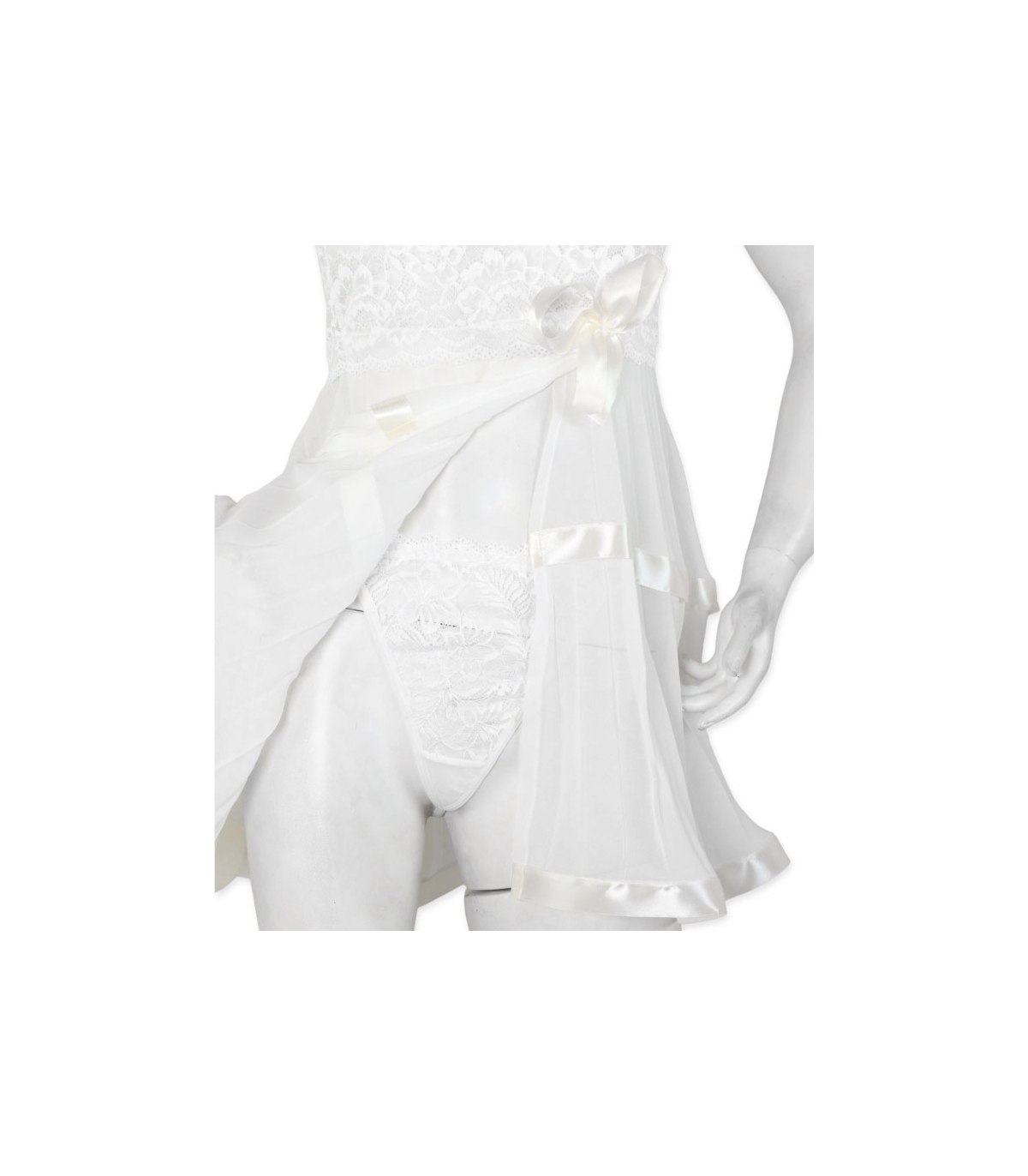 پک ست پیراهن و شورت و چشم بند ساتن و گیپور اما کد 3574 - بسته 2 عددی