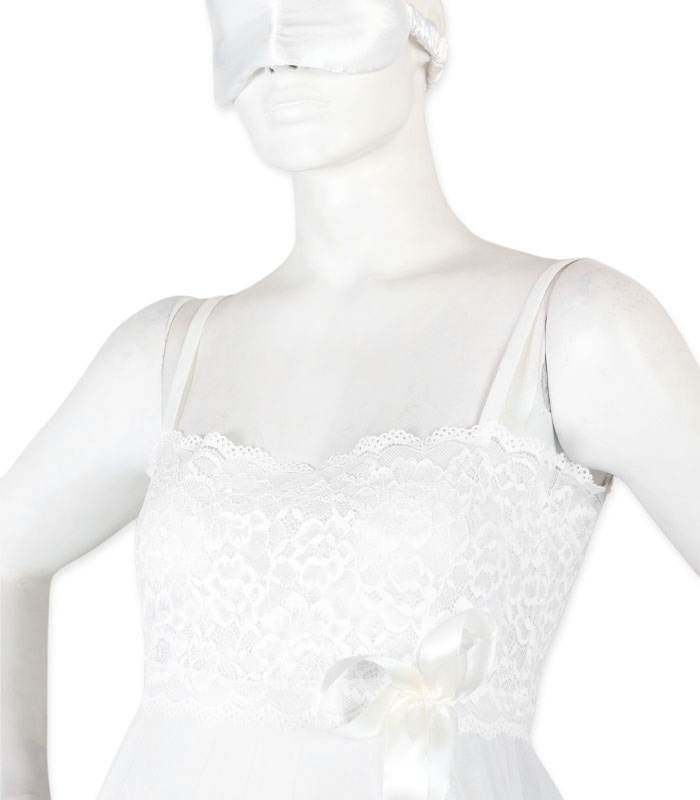 پک ست پیراهن و شورت و چشم بند ساتن و گیپور اما کد 3574 - بسته 2 عددی