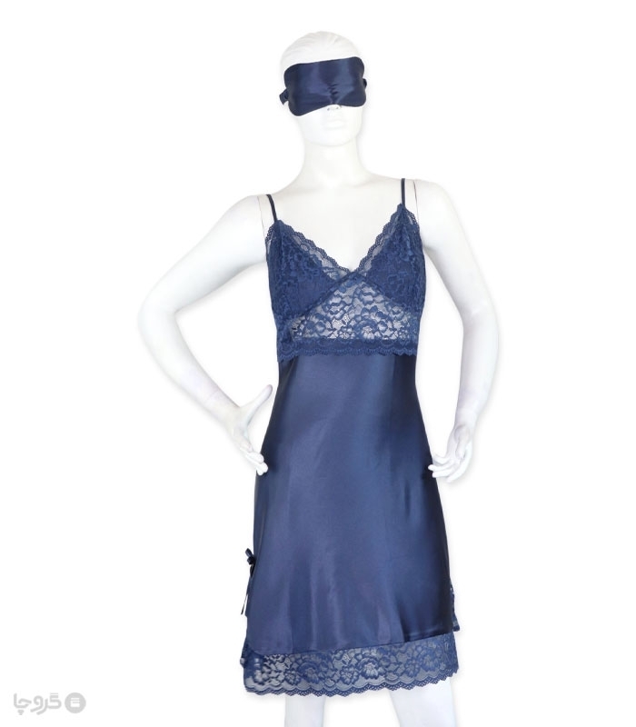 پک ست پیراهن و چشم بند ساتن و گیپور اما کد 2890 - بسته 3 عددی