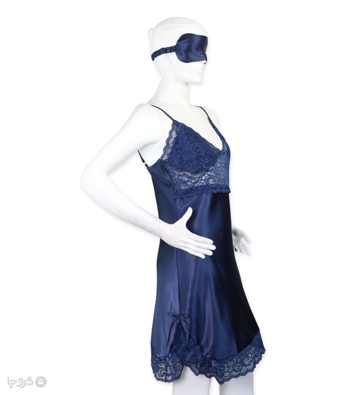 پک ست پیراهن و چشم بند ساتن و گیپور اما کد 2890 - بسته 3 عددی