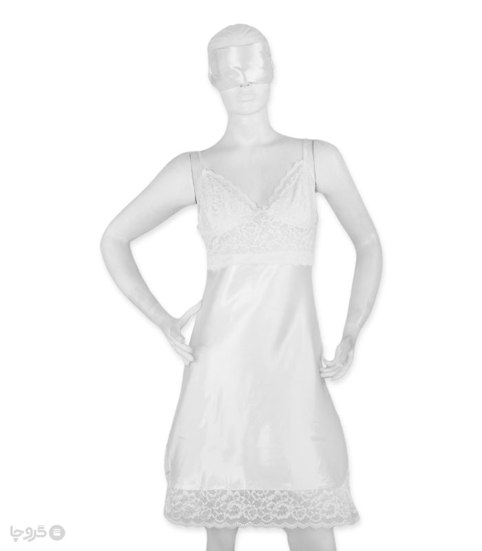 پک ست پیراهن و چشم بند ساتن و گیپور اما کد 2890 - بسته 3 عددی