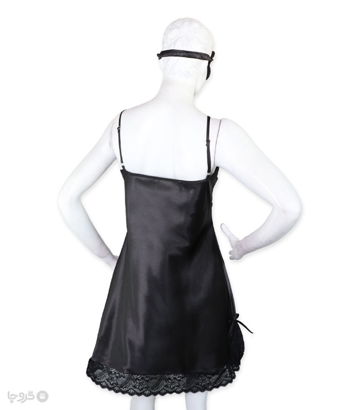 پک ست پیراهن و چشم بند ساتن و گیپور اما کد 2890 - بسته 3 عددی