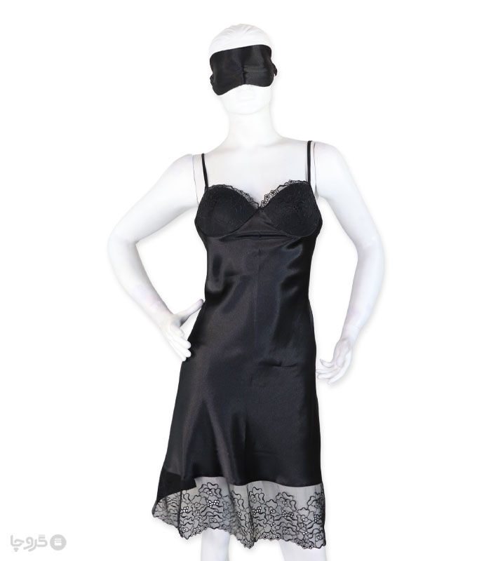 پک ست پیراهن و روبدوشامبر ساتن و گیپور اما کد 3580 - بسته 2 عددی