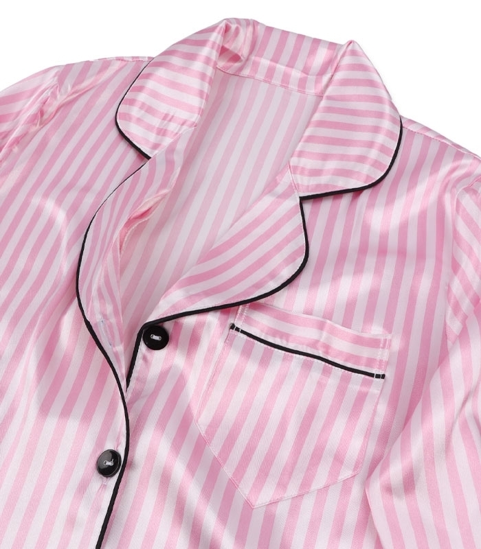 پک ست لباس خواب راحتی شلوار و بلوز ساتن و گیپور اما کد 4030 طرح Victoria's Secret رینگی - بسته 2 عددی