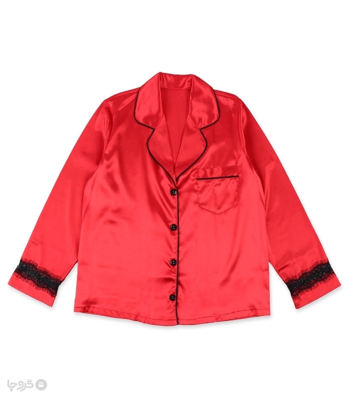 پک ست لباس خواب راحتی شلوار و بلوز ساتن و گیپور اما کد 4030 - بسته 2 عددی