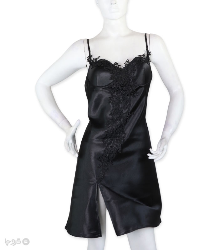 پک ست پیراهن و روبدوشامبر و چشم بند ساتن و گیپور اما کد 3590 - بسته 2 عددی