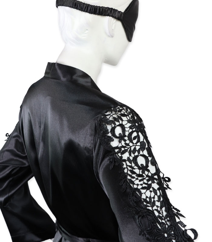 پک ست پیراهن و روبدوشامبر و چشم بند ساتن و گیپور اما کد 3590 - بسته 2 عددی