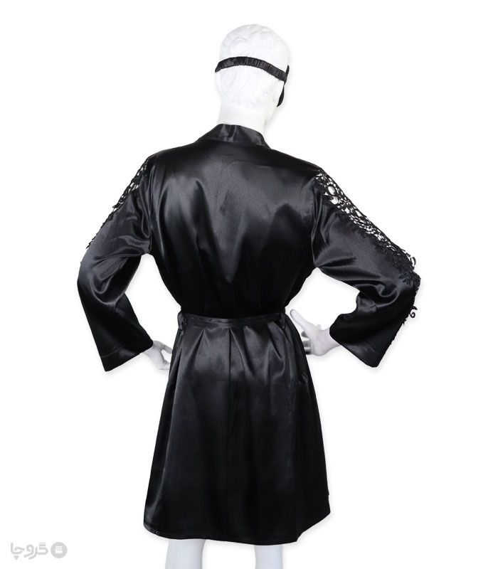 پک ست پیراهن و روبدوشامبر و چشم بند ساتن و گیپور اما کد 3590 - بسته 2 عددی