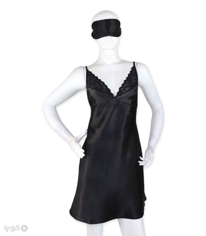 پک ست پیراهن و چشم بند ساتن و گیپور اما کد 2820 - بسته 3 عددی